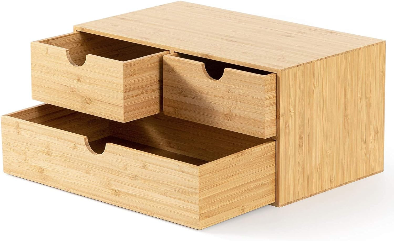 Bamboo Desktop Drawer Organizer with Three Drawers for Efficient Office and Home Storage Solutions